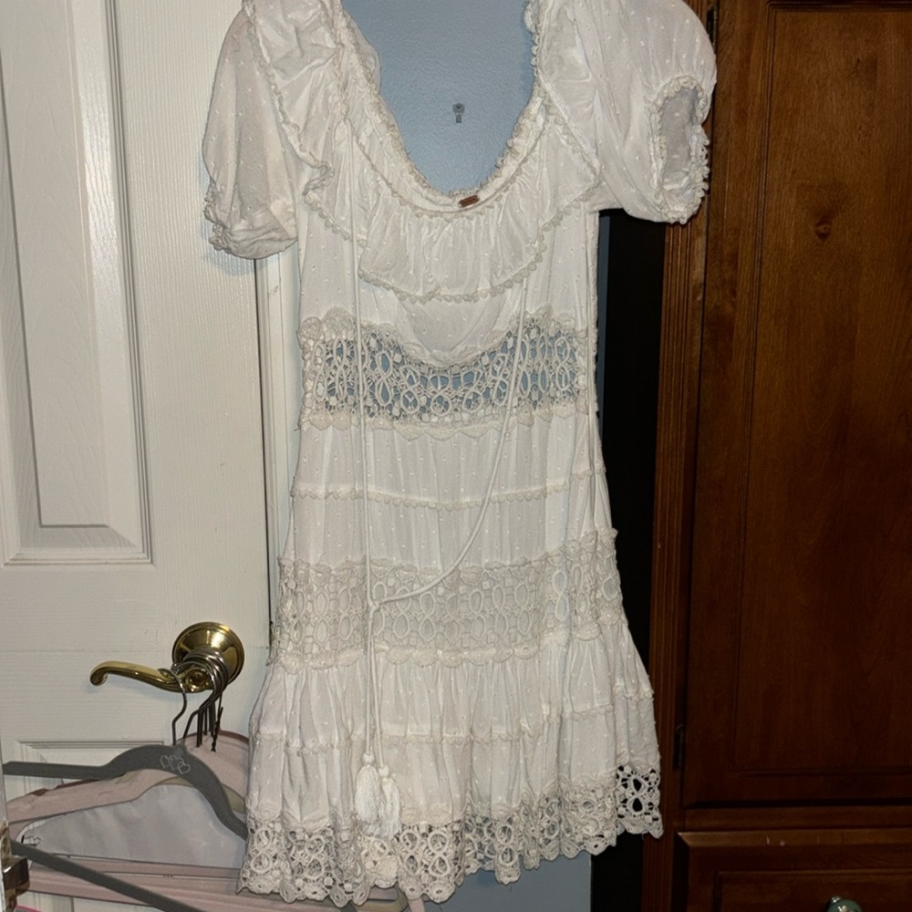 Free people lace cutout dress 0 white